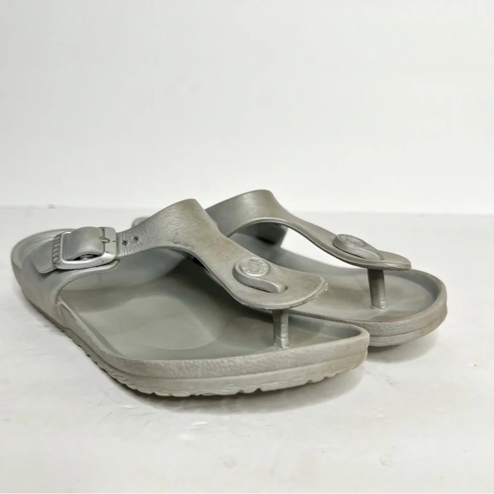 Birkenstock Gizeh Rubber Foam Sandals Grey Silver Size 33 Kids Size 2